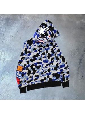 Axxan Bape Hırka Kapuşonlu Boydan Kapanan Fermuarlı Hırka