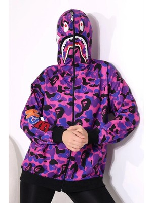 Axxan Bape Hırka Kapuşonlu Boydan Kapanan Fermuarlı Hırka