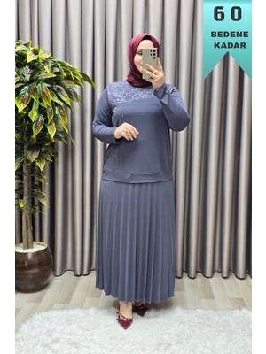 Elmas Tesettür Kadın Tesettür Giyim Büyük Beden Esila Etekli Takım