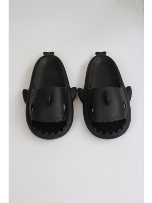 Aesco Köpekbalığı Siyah Unisex Tam Ortopedik Terlik Shark Slides