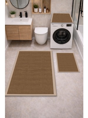 Get Carpet 3’lü Banyo Paspas Takımı – Banyo Paspas Takımı ve Çamaşır Makine Örtüsü Matı Dijital Baskılı, Yıkanabilir, Klozet ve Makine Önü Set