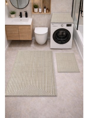 Get Carpet 3’lü Banyo Paspas Takımı – Banyo Paspas Takımı ve Çamaşır Makine Örtüsü Matı Dijital Baskılı, Yıkanabilir, Klozet ve Makine Önü Set
