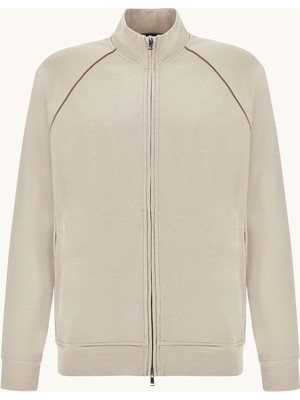 Paul & Shark Erkek Regular Fit Fermuar Kapamalı Dik Yaka Uzun Kollu Bej Sweatshirt 26411840-348