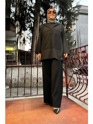 Miss Dalida Kapişonlu Poplin Detaylı Tunik Siyah T25K-0005