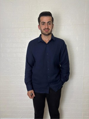 Belirtilmemiş Erkek Müslin Keten Uzun Kollu Gömlek