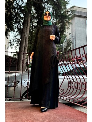 Misswhence Renkli Uzun Ipek Takım Siyah 36019