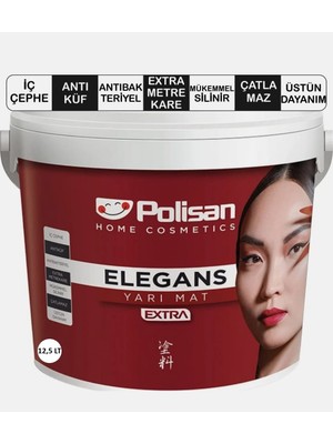 17,5kg / 12,5 Lt Polisan Elegans Extra Antiküf Antibakteriyel Iç Cephe Duvar Boyası Her Renk Kartela Rengi