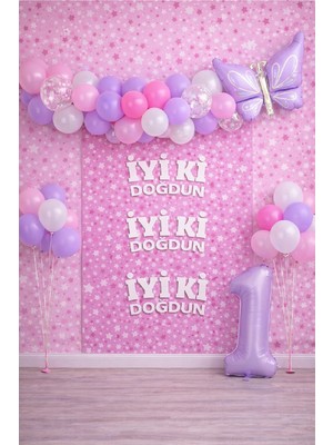 Bkmc Retro Lila Kelebek Yaş Balonlu Doğum Günü Balon Parti Seti Iyi Ki Doğdun Arka Fonlu Doğum Günü Süsü