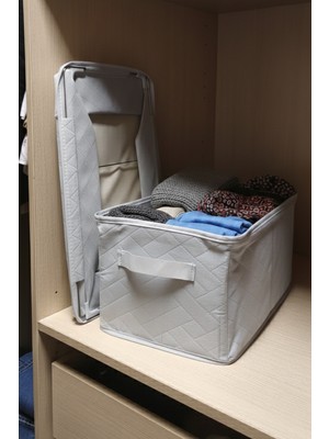 Handyol 1 Adet Çelik Çerçeveli Katlanabilir Dolap Içi Raf Düzenleyici 25X45X20CM  Gardırop Organizer Tela Kumaş