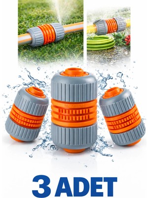 DESIPHON 1/2 Lux Hortum Eki 3 Adet Bahçe Hortumu Hızlı Bağlantı Aparatı Dayanıklı Sulama Adaptörü