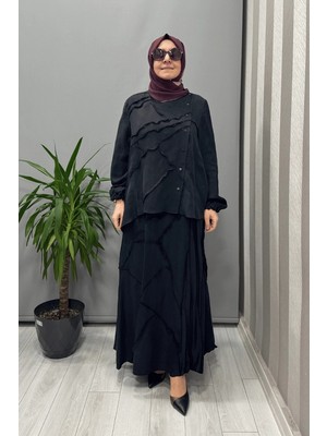 Misswhence Çıtçıtlı Patchwork Takım Siyah 37305