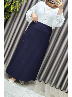 Elmas Tesettür Kadın Tesettür Giyim Büyük Beden Taşlı Piliseli Etek