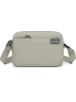 Smart Bags Açık Gri Hafif Kumaş Çok Cepli Küçük Boy Günlük Kadın Çapraz Çanta