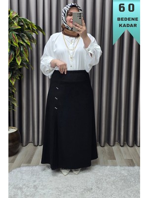 Elmas Tesettür Kadın Tesettür Giyim Büyük Beden Taşlı Piliseli Etek