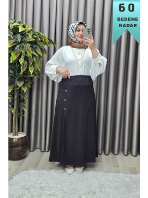 Elmas Tesettür Kadın Tesettür Giyim Büyük Beden Taşlı Piliseli Etek