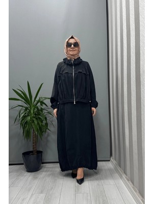 Misswhence Fermuarlı Ipek Keten Takım Siyah 37200