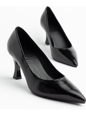 Shemard Kadın Siyah Rugan Hakiki Deri Sivri Topuklu Stiletto