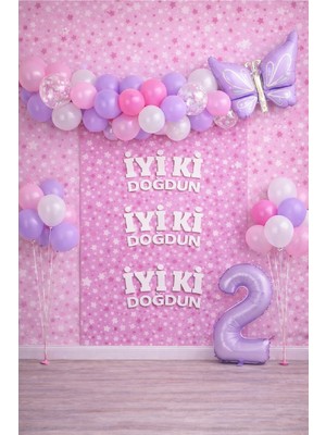 Bkmc Party Retro Lila Kelebek Yaş Balonlu Doğum Günü Balon Parti Seti Iyi Ki Doğdun Arka Fonlu Doğum Günü Süsü