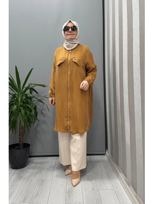 Misswhence Fermuar Detaylı Cupra Kap Hardal 37402