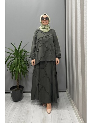 Misswhence Çıtçıtlı Patchwork Takım Haki 37305