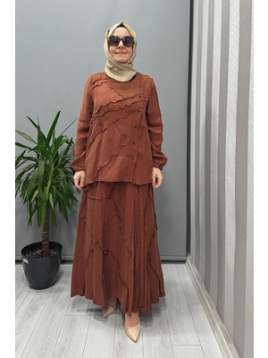 Misswhence Çıtçıtlı Patchwork Takım Turuncu 37305