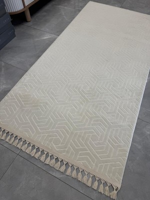 Dinarsu Halı Dinarsu Armoni Halı Lera Krem Kaymaz Taban Yolluk Makinede Yıkanabilir Halı Krem Düğüm Saçaklı