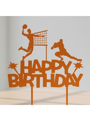 KANEM3D Voleybol Temalı Erkekler Için Doğum Günü Pasta Süsü