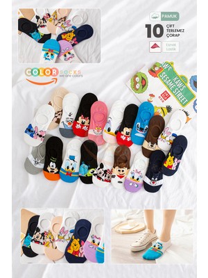Color Socks 10 Çift Eğlenceli Desenli Kadın Çorap Seti