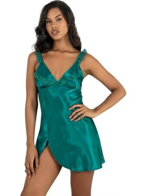 Aesco Arias Closet Zümrüt Kısa Saten Gecelik 8237