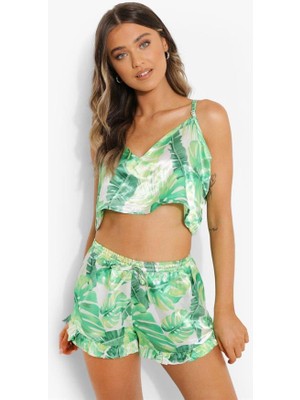 Aesco Arias Closet Yeşil Fırfırlı Şortlu Pijama Takımı