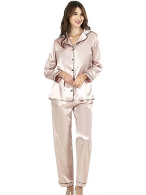 Aesco Aria's Closet Pudra Ikili Saten Gecelik Pijama Takımı 7647