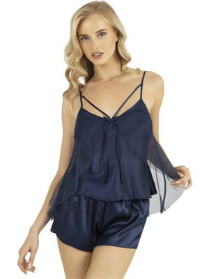 Aesco Arias Closet Lacivert Saten Şort Takımı