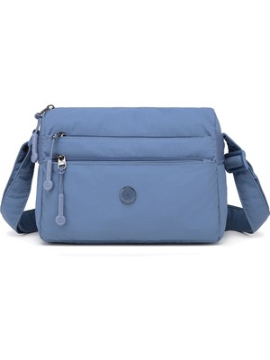 Smart Bags Jeans Mavi Kadın Omuz Çantası Hafif Kumaş Çok Cepli Çapraz Uzun Askılı