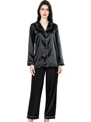 Aesco Aria's Closet Siyah Ikili Saten Gecelik Pijama Takımı 7647