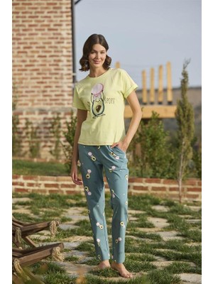Aesco Arias Closet Desenli ve Baskılı "yoga Sport" Pijama Takımı