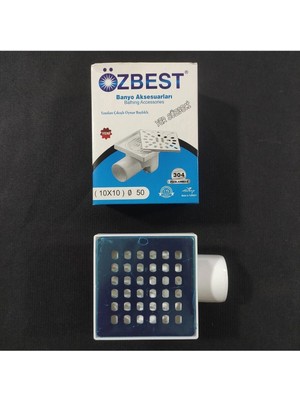 Özbest Yer Süzgeci Yandan Çıkışlı Paslanmaz Ürün Üst Kısmı 10X10 Cm( Çıkış Boru Çap 50 mm )