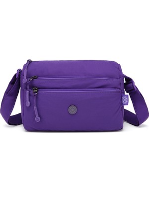 Smart Bags Mor Kadın Omuz Çantası Hafif Kumaş Çok Cepli Çapraz Uzun Askılı