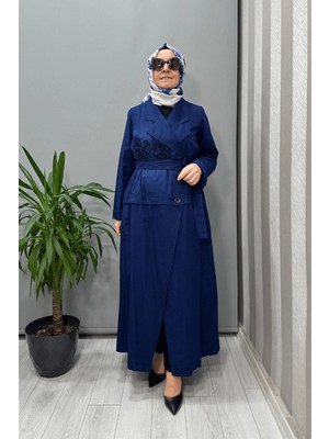 Misswhence Nakış Detaylı Denim Pardesü Lacivert 37501