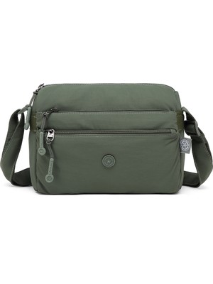 Smart Bags Haki Kadın Omuz Çantası Hafif Kumaş Çok Cepli Çapraz Uzun Askılı