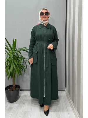 Misswhence Torba Cepli Keten Pardesü Yeşil 37509