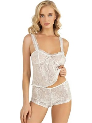 Aesco Arias Closet Ekru Saten Şort Takımı 9221