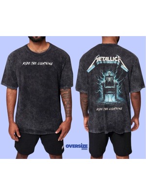 Metallica Yıkamalı Over Size Tişört L