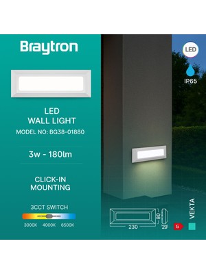 Braytron 3 Renk Slim LED Panel Modern Dekoratif Armatür - Göz Dostu Aydınlatma