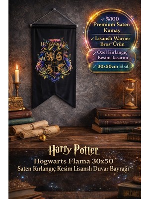 Toyfest Harry Potter Hogwarts Flama 30X50 Saten Kırlangıç Kesim Lisanslı Duvar Bayrağı