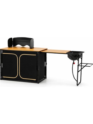 Kingcamp Premium Camp Kitchen Station Bambu Portatif Kamp Mutfağı