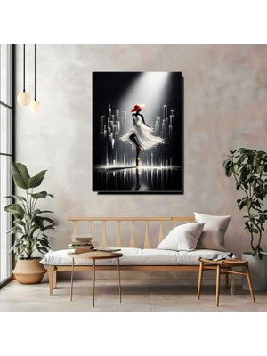 Artprinta Kırmızı Şapkalı Kadın Kanvas Tablo – Modern Sanatsal Duvar Dekoru