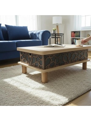 ModernEvveOfis Modern Lazer Sihirli Sehpa – Açılır Mekanizmalı Orta Sehpa 90–120X60