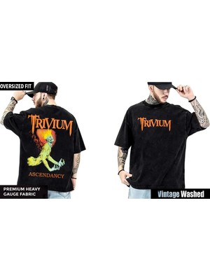 Trivium Yıkamalı Over Size Tişört L