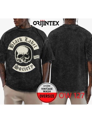 Black Label Society Yıkamalı Over Size Tişört Xl
