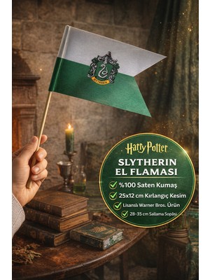 Toyfest Harry Potter Slytherin El Flaması 25X12 cm Lisanslı Saten Kırlangıç Kesim Bayrak